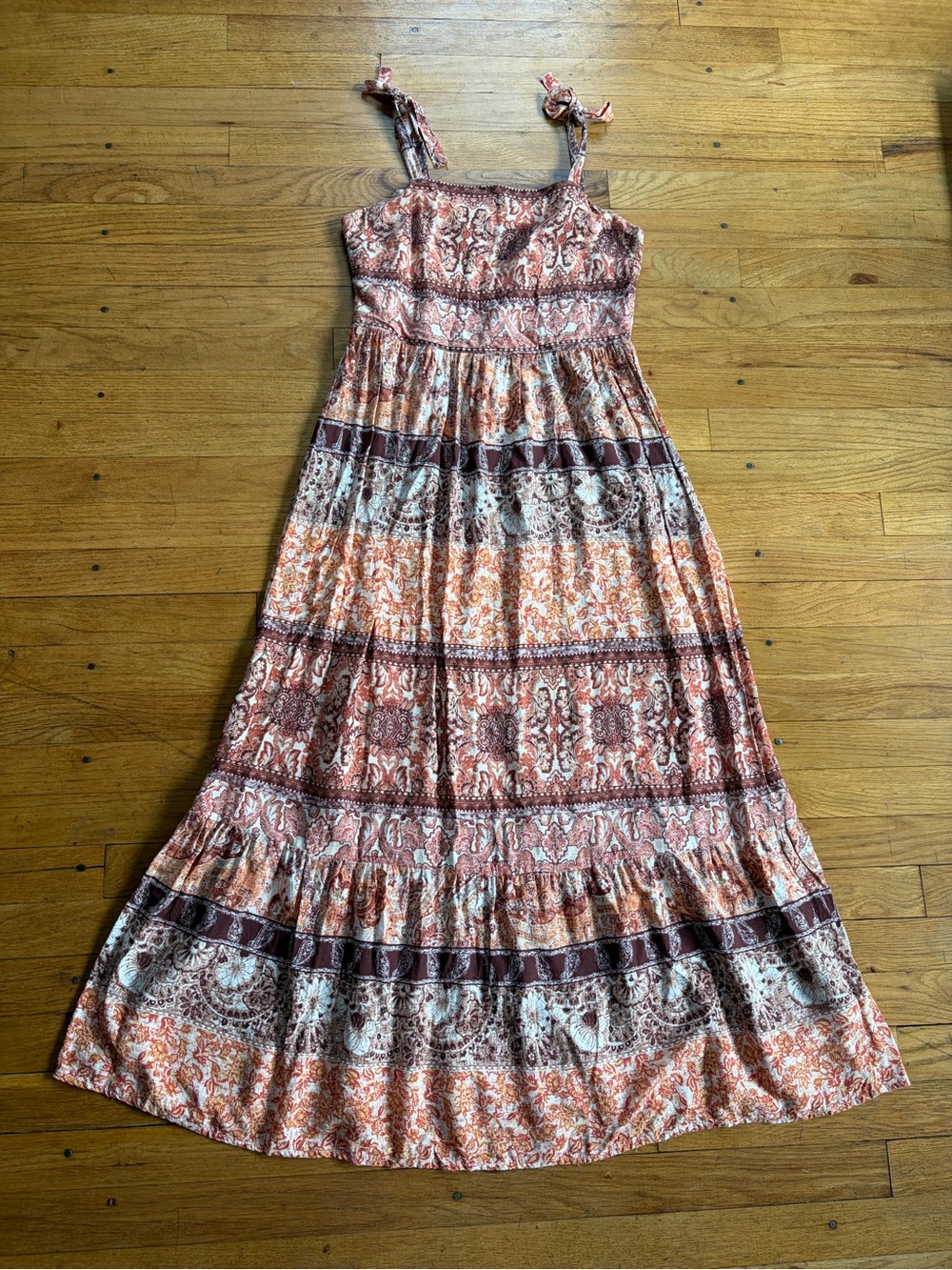 Maurices Rust and Cream Paisley Maxi Dress size medium